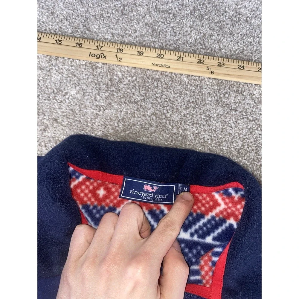 Vineyard Vines Aztec Geometric Red/White/Blue Fleece Jackets Mens M 1/4 Zip Warm